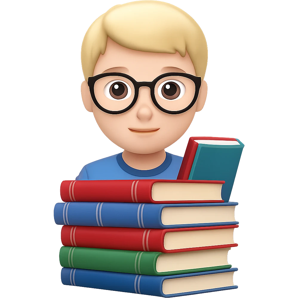 Add glasses to the boy in the style of emoji (apple style emojis). Keep the emoji style look and no background. emoji