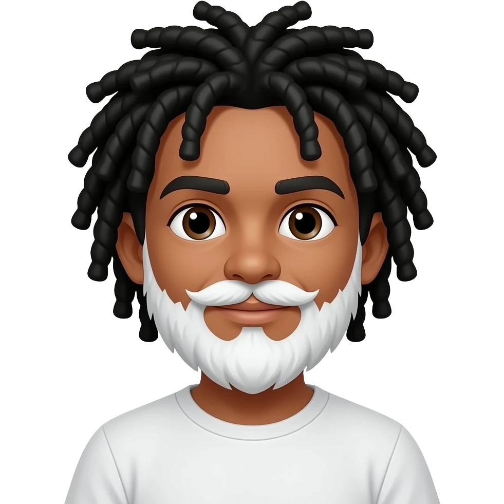 Siyah rasta saçlı beyaz sakallı bıyıklı bir çocuk emojisi emoji