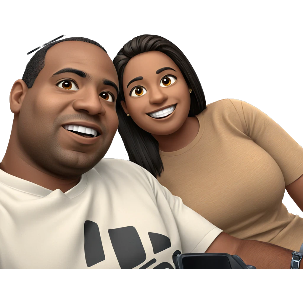 smiling duo in car interior emoji