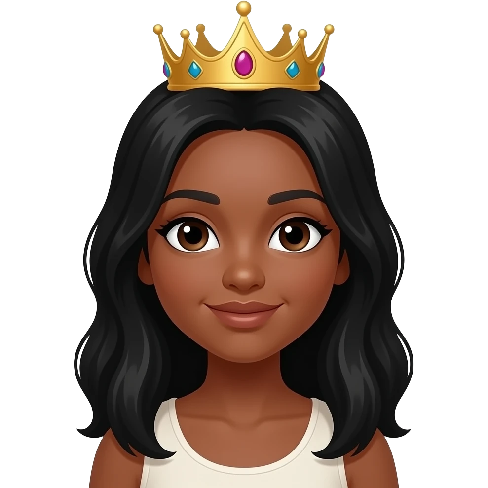 Chica piel morena pelinegra con corona emoji