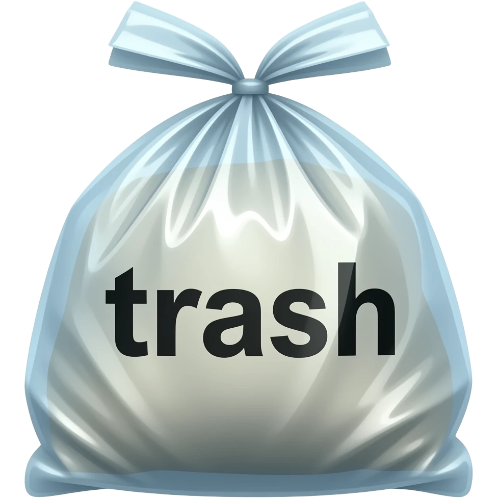 trash bag that says trash emoji