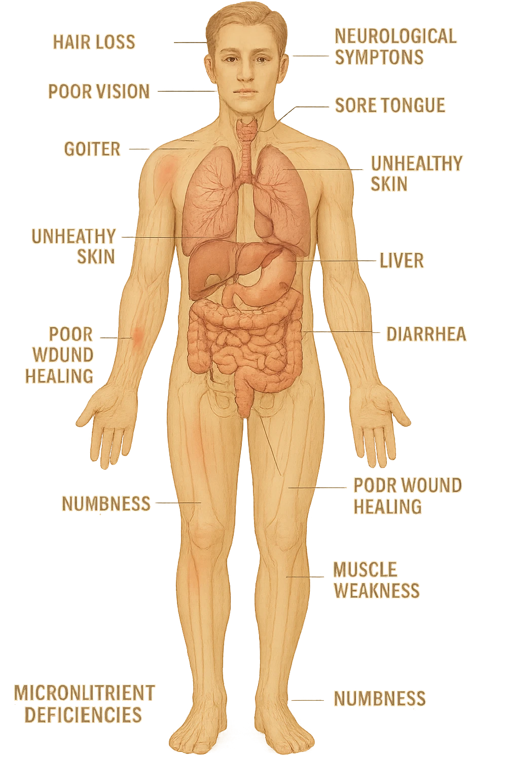 corpo umano in carenza di micronutrienti emoji