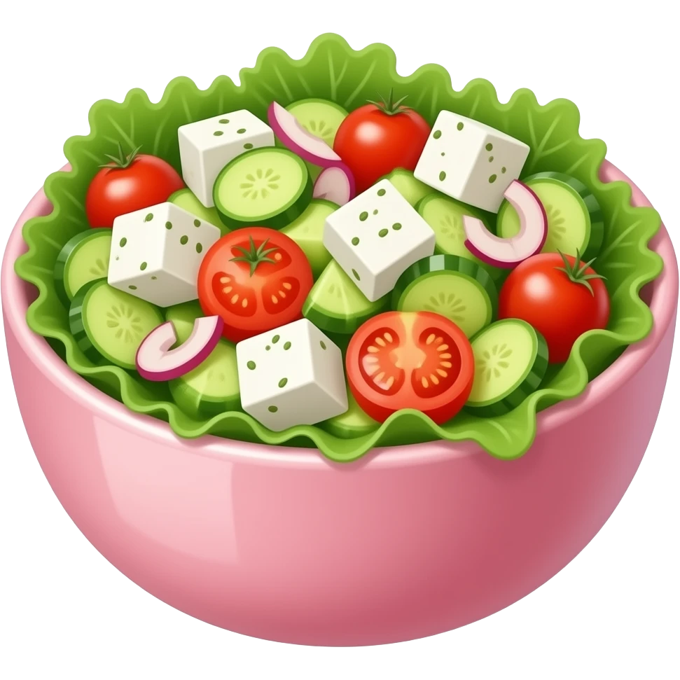toss greek salad pink bowl emoji