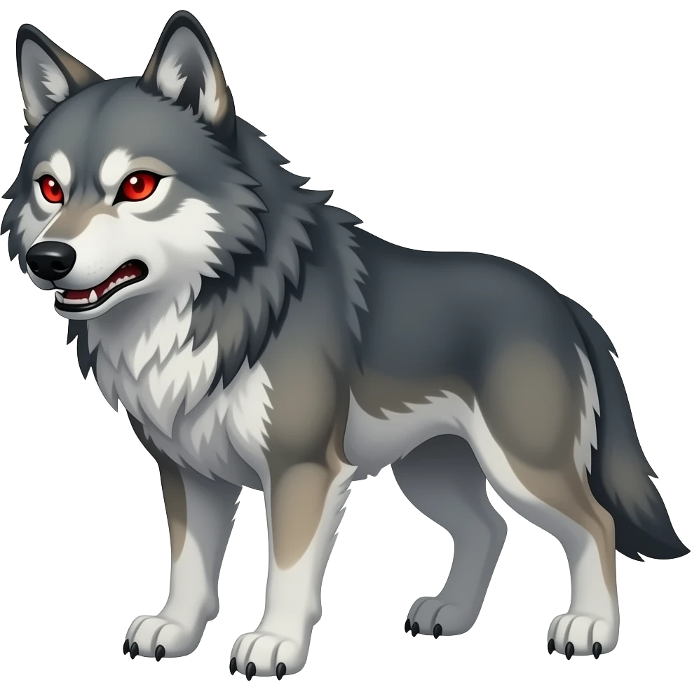angry wolf with red eyes emoji