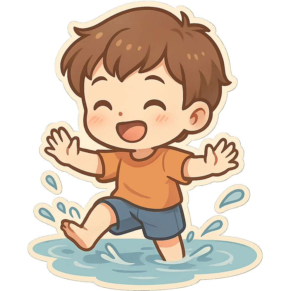 一个小男孩在水里嬉戏 emoji