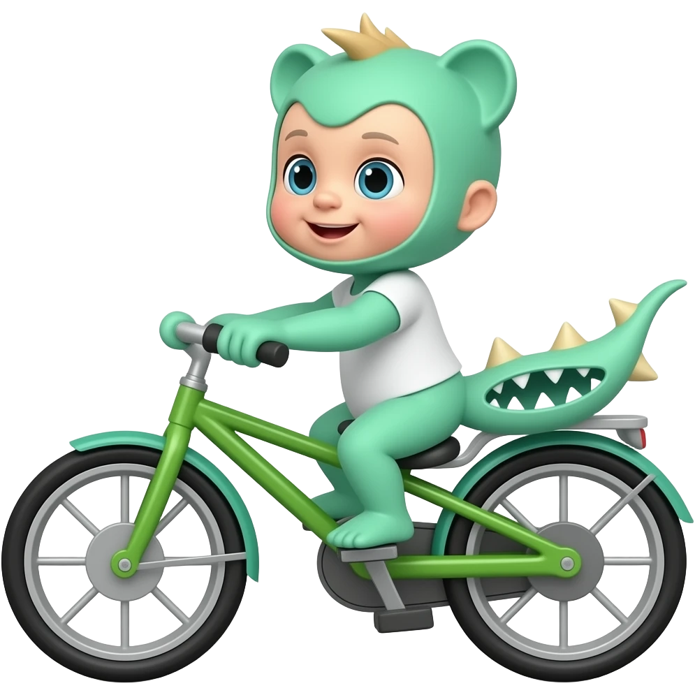10000 Little monster And baby monster in the bike emoji