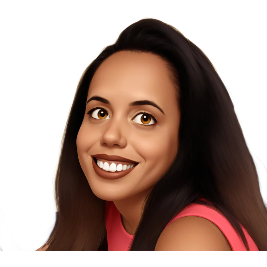 smiling girl in parody style emoji