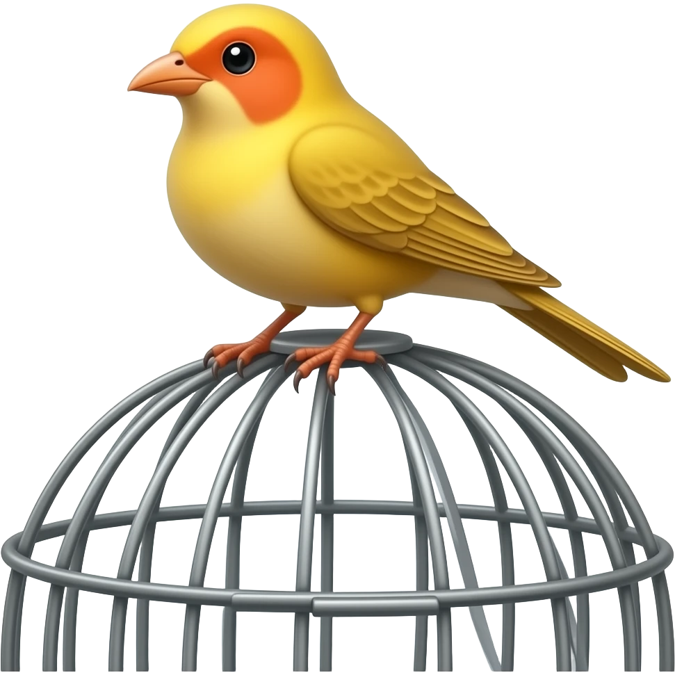 pajaro flaco color amarillo pequeño ensima de su cazesa un poco de naranja emoji