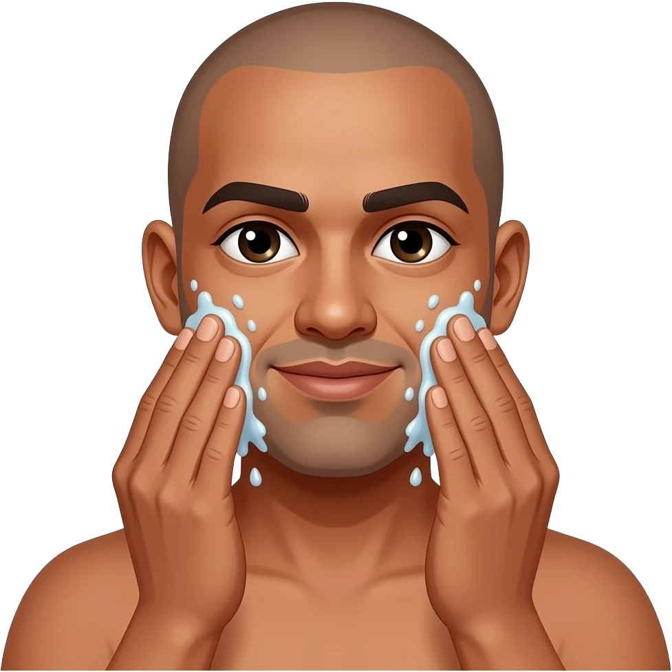 BALD INDIAN MAN DARKBROWN SKIN WASHING HIS FACE emoji