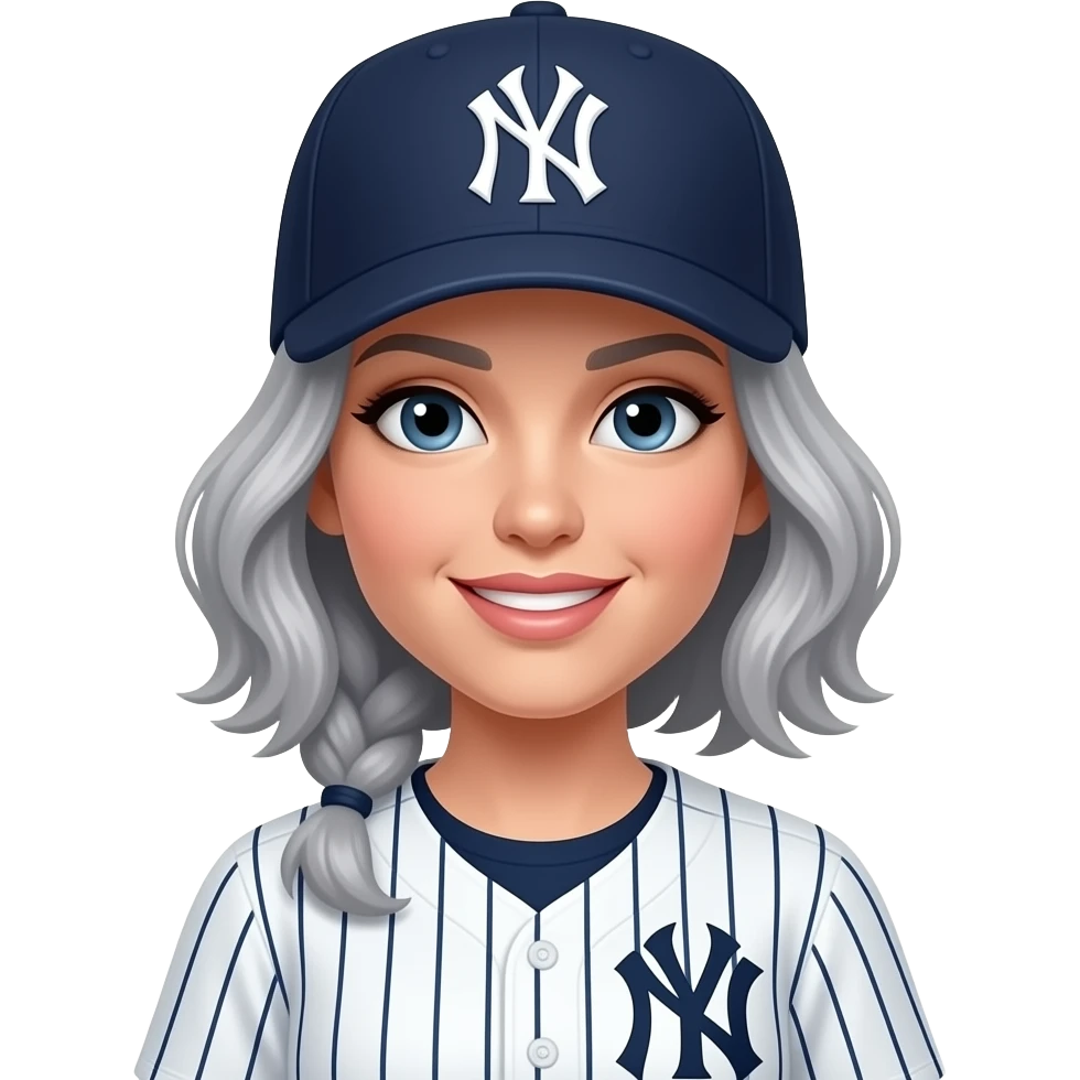 Female gray hair ny yankee with ny yankee hat sayit emoji