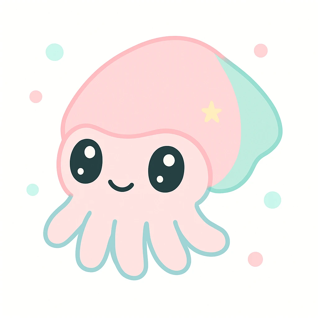 cute cuttlefish, soft rounded features, big eyes, pastel colors emoji