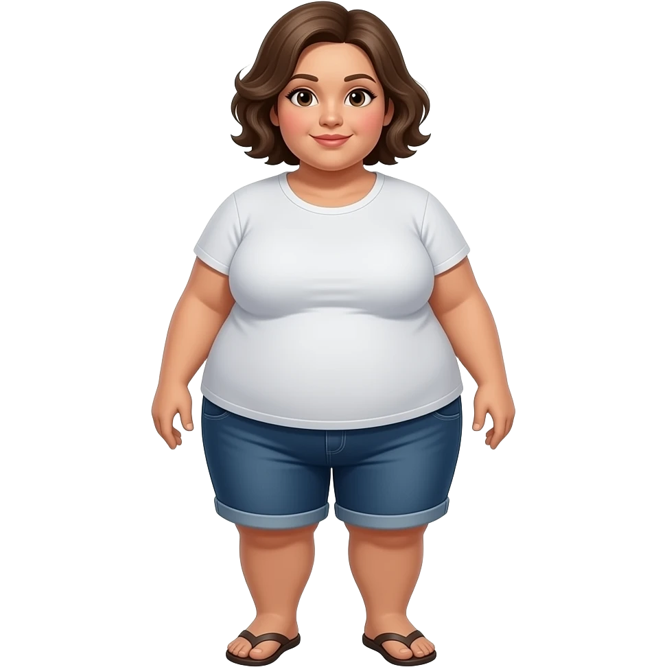 crea un emoji de una gorda no tan blanquita y con cabella corto y ondulado , si sale a cuerpo completo mejor emoji