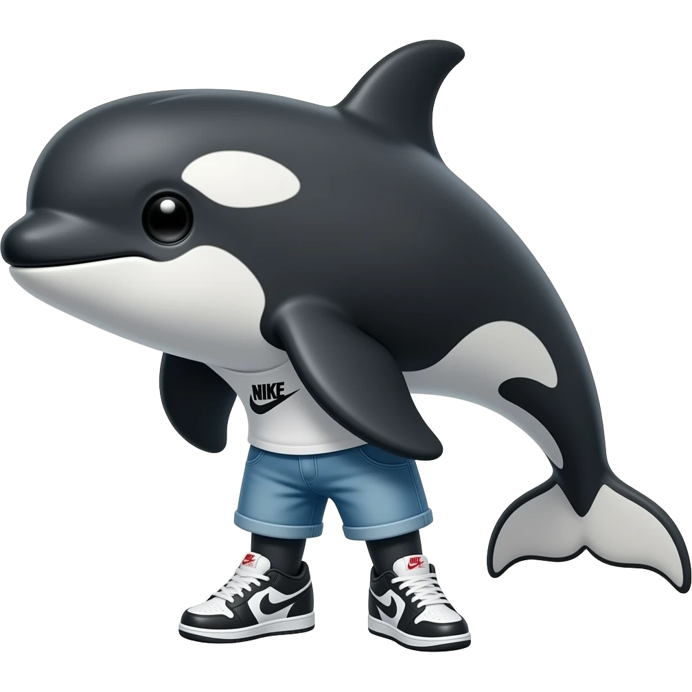 an orca  with nikes emoji