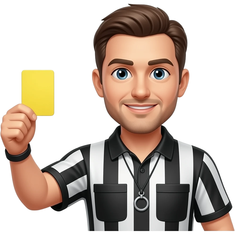 yellow card with refree emoji