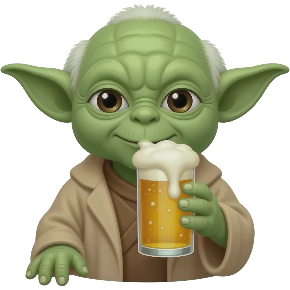 Yoda qu bois une bière emoji