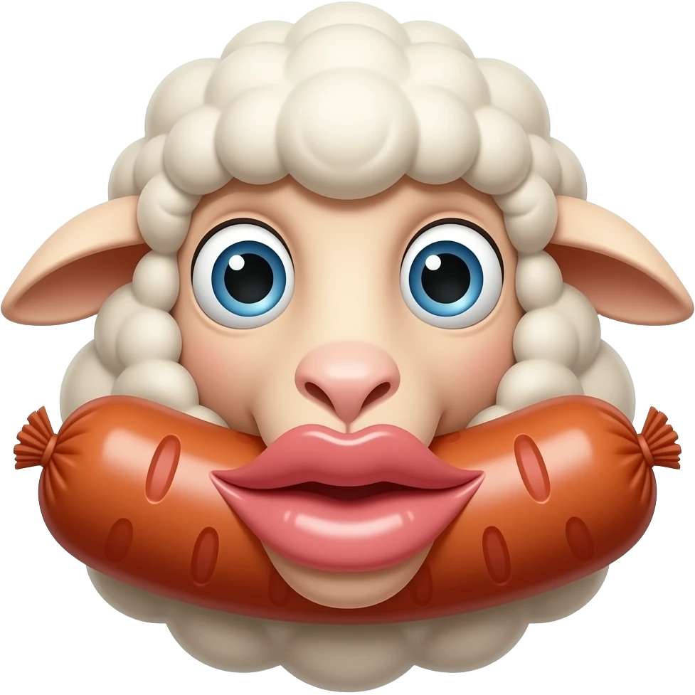 Sheep with big puffy comfy botox filler lips sucking wrapping around sausage hard with no teeth emoji