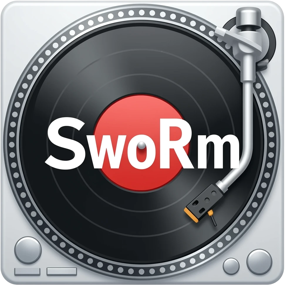 Magic turntable with "sWoRm" written over emoji