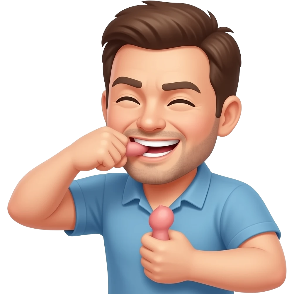 A man jerking off a dick with pleasure emoji