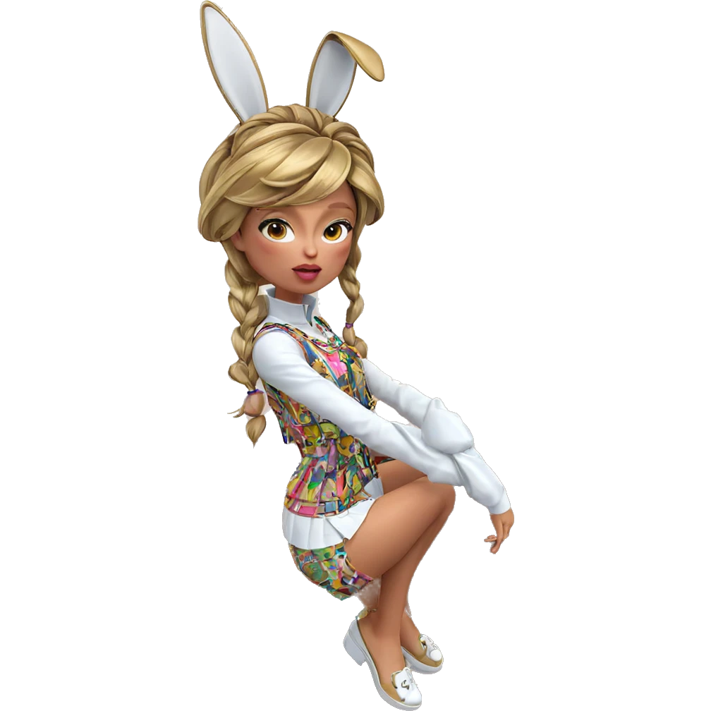 fashionable girl with rabbit ears emoji