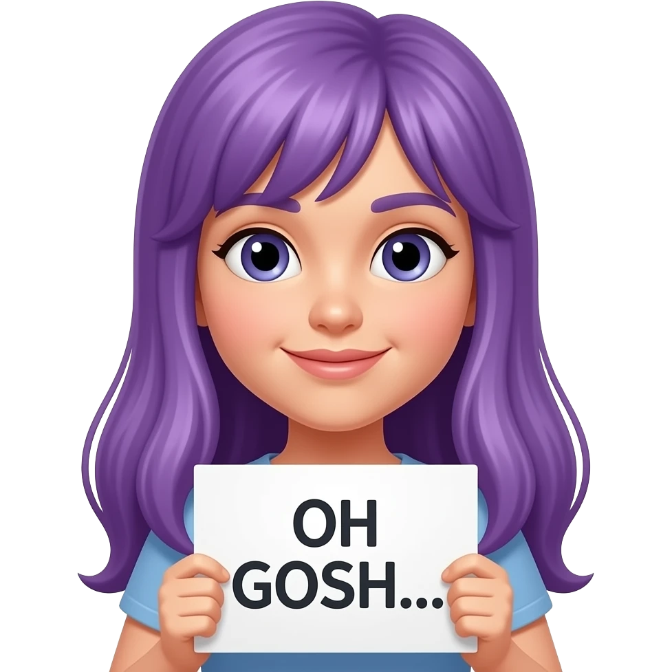 girl with long purple hair with a OH GOSH... sign emoji