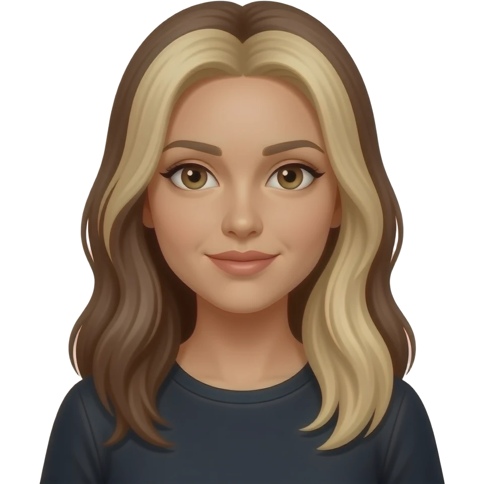 Mixed white and black female with long brown and blonde hair. Light brown eyes emoji