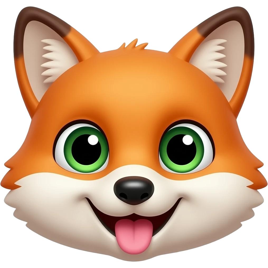 cute fox face close up tongue out smile disney style emoji
