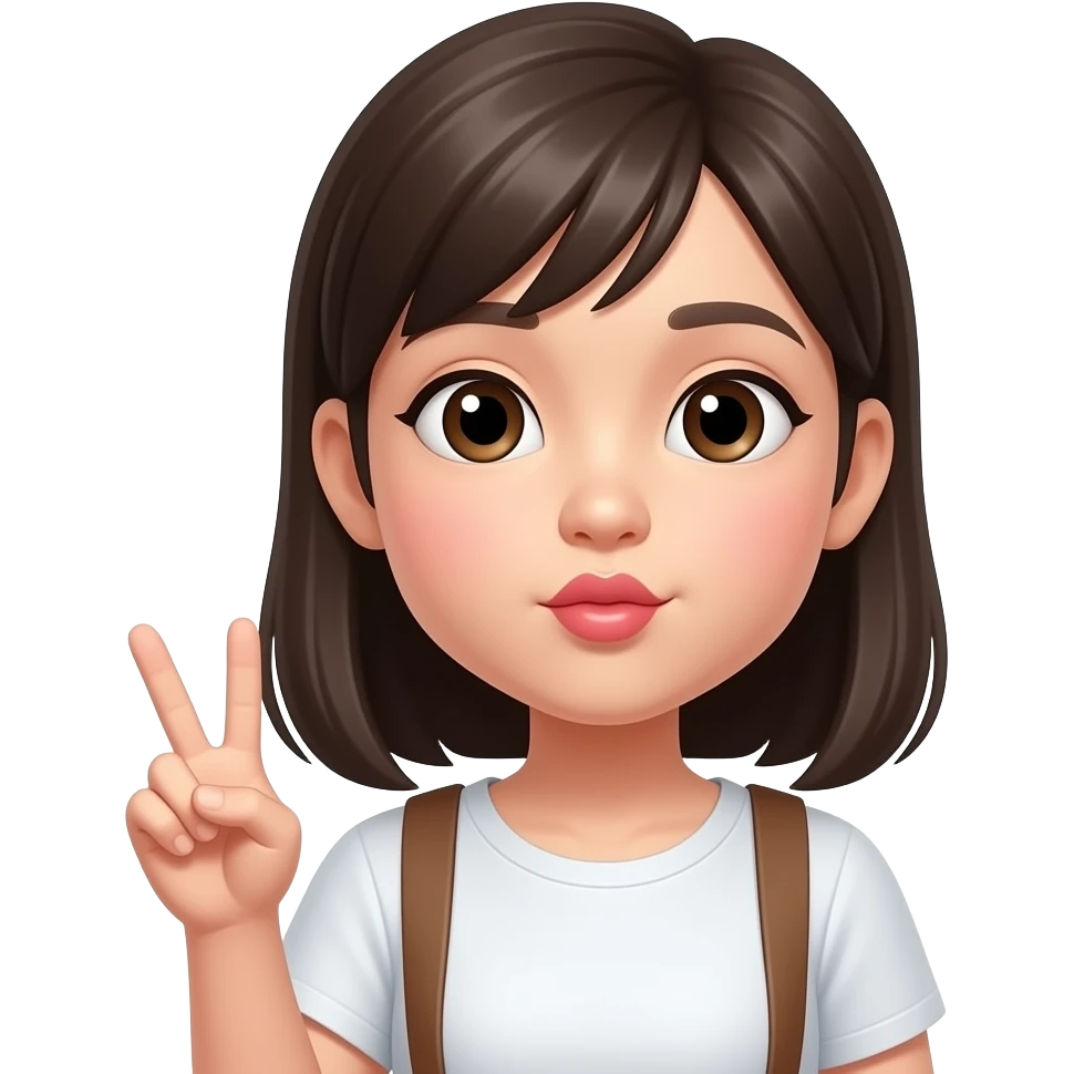 asian girl kissing face peace sign emoji