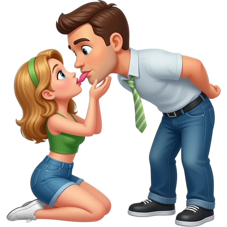 Femme à genoux qui fait une fellation  à un homme Debout emoji