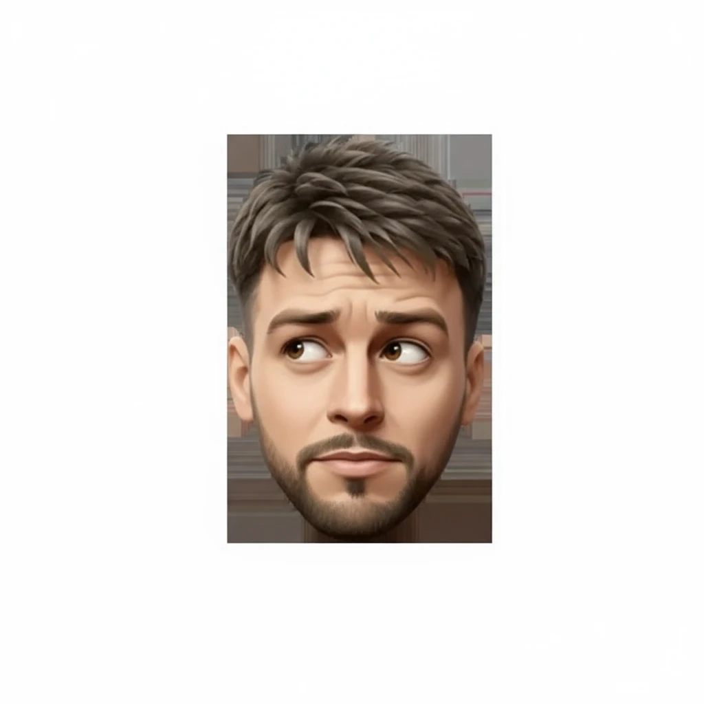 нарисуй этого человека в таком же стиле с задумчивым взглядом emoji