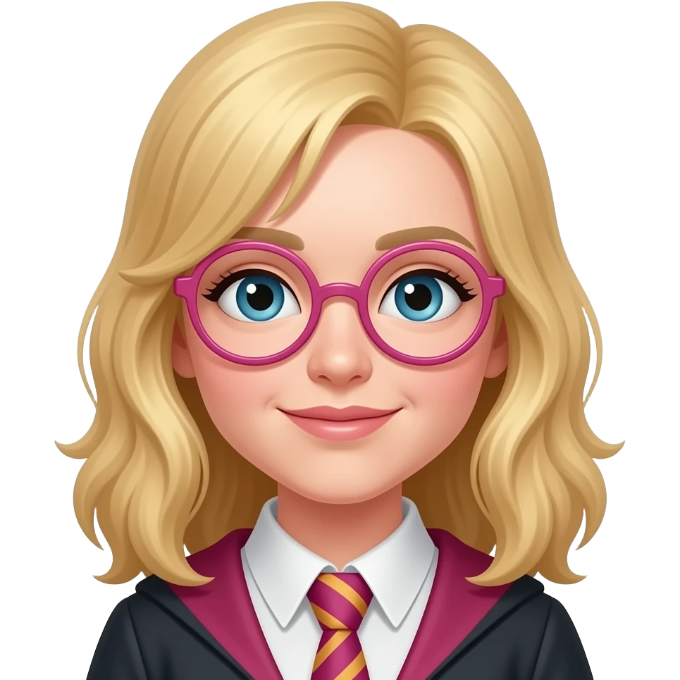 Luna lovegood with blonde hair and pink glasses emoji