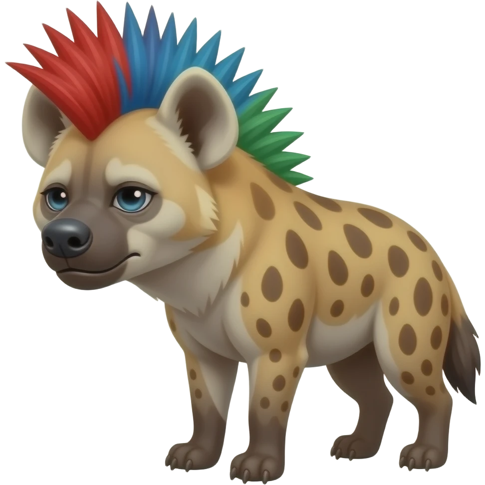 hyène punk cheveux rouge bleu vert qui est triste emoji