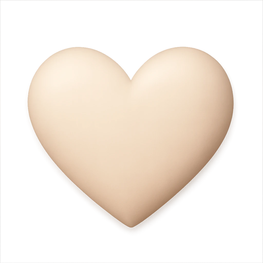 heart with a soft beige gradient, digital illustration emoji