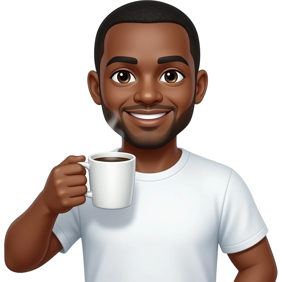 Bald black man with coffee emoji