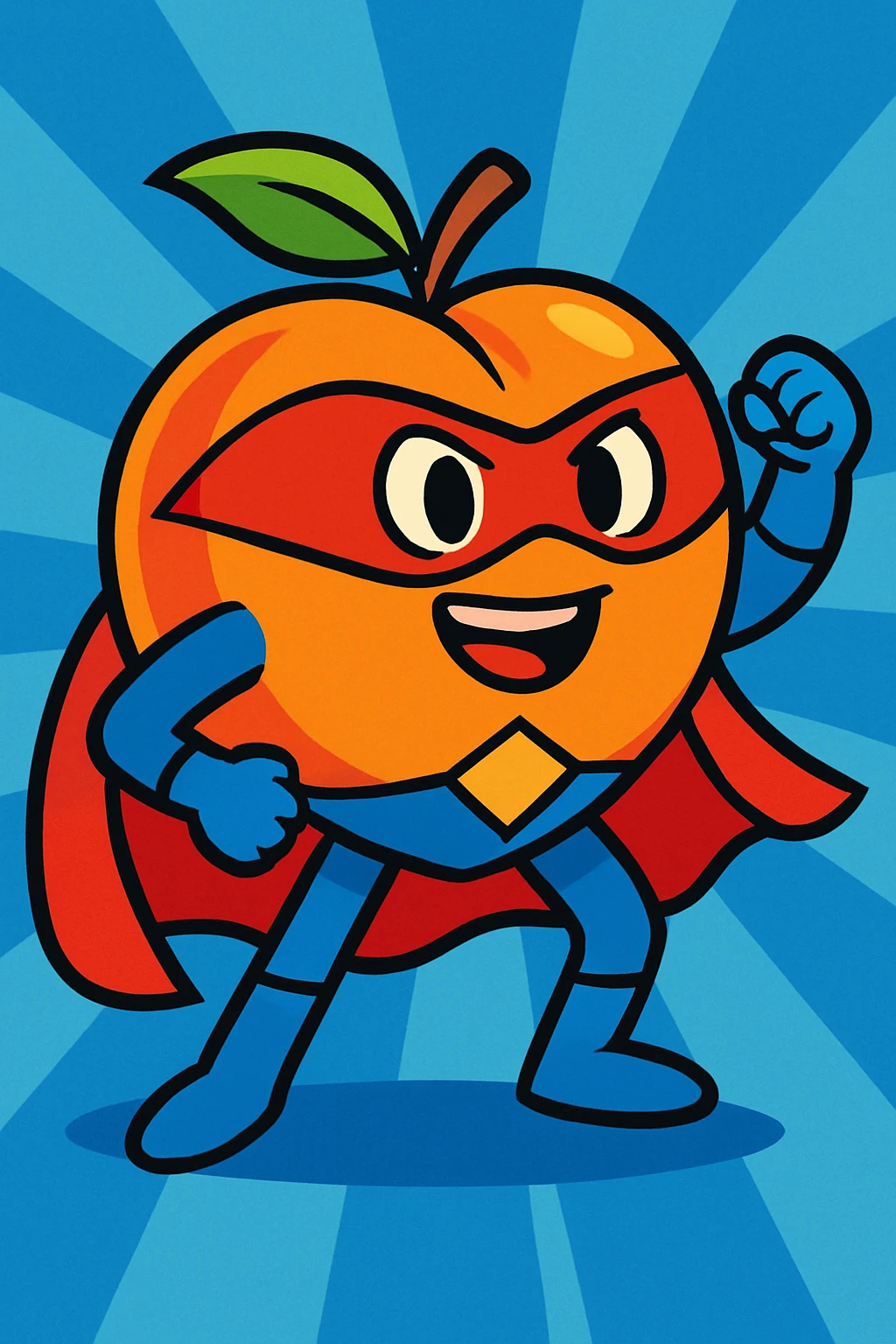 super peach, heroic pose, vibrant colors, cartoon style emoji