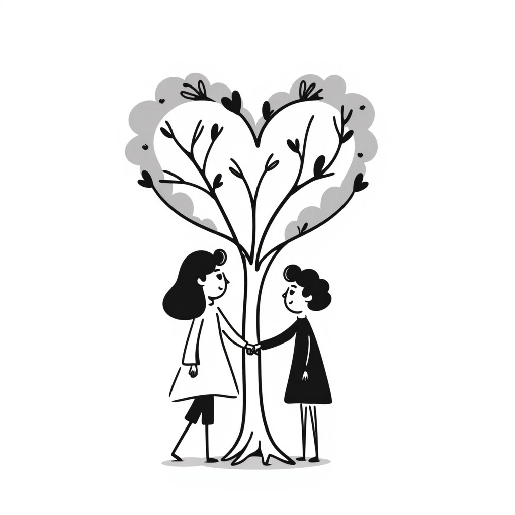 the concept of love, hand-drawn doodle style emoji