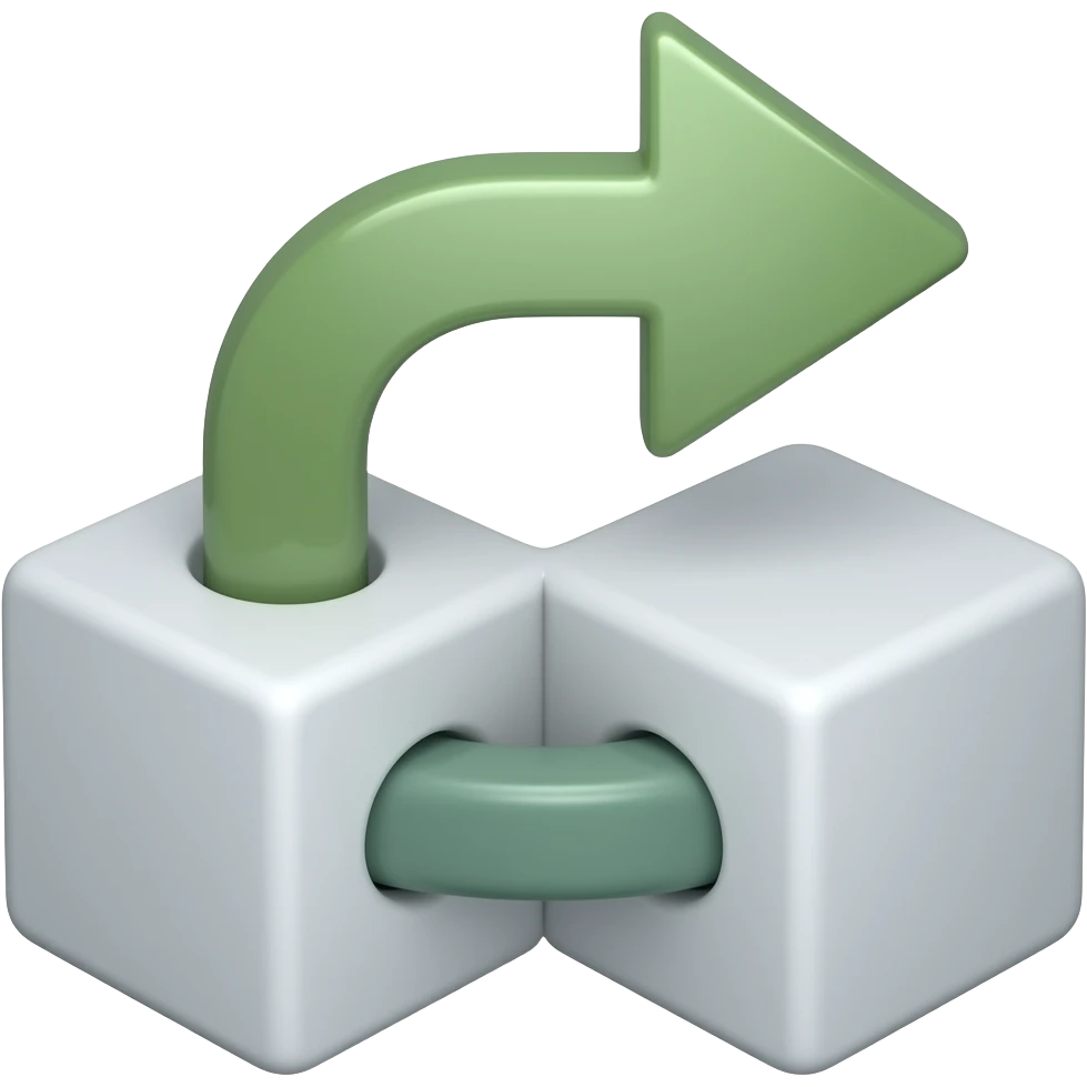 two blocks with a lest one connecting to a first one with a arrow indicating emoji