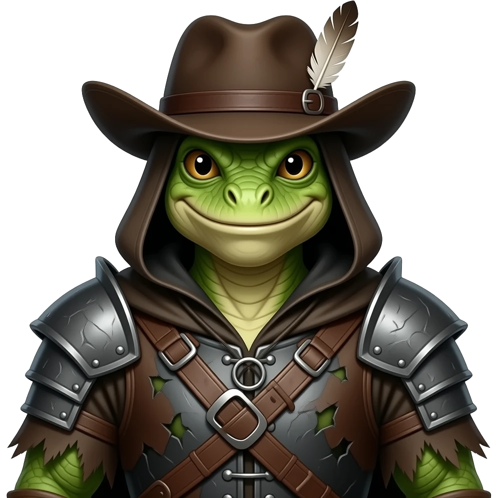 A lizard-man dressed in medieval outlaw outfit emoji