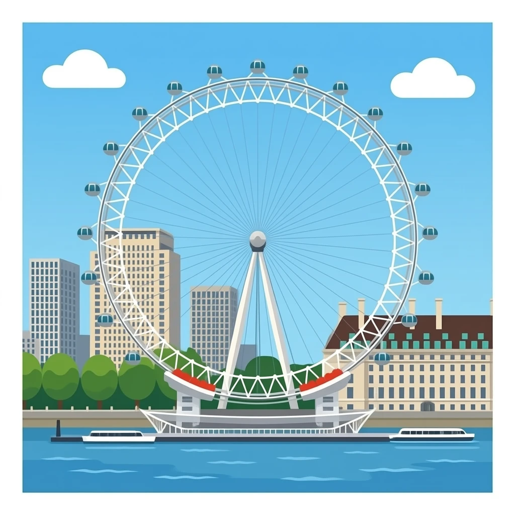 London Eye in elegant, iconic London skyline symbol emoji