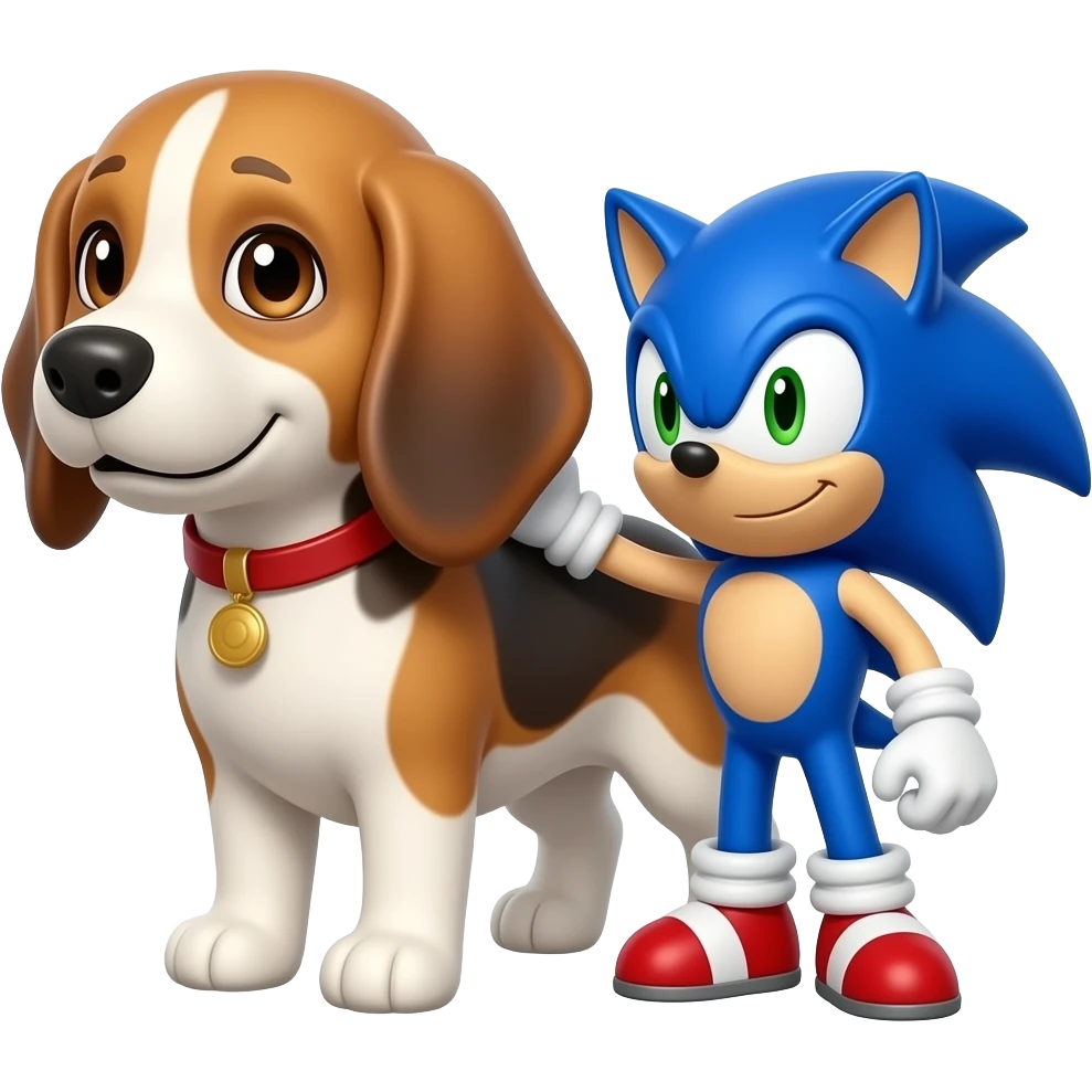 Beagle with Sonic the hedgehog emoji