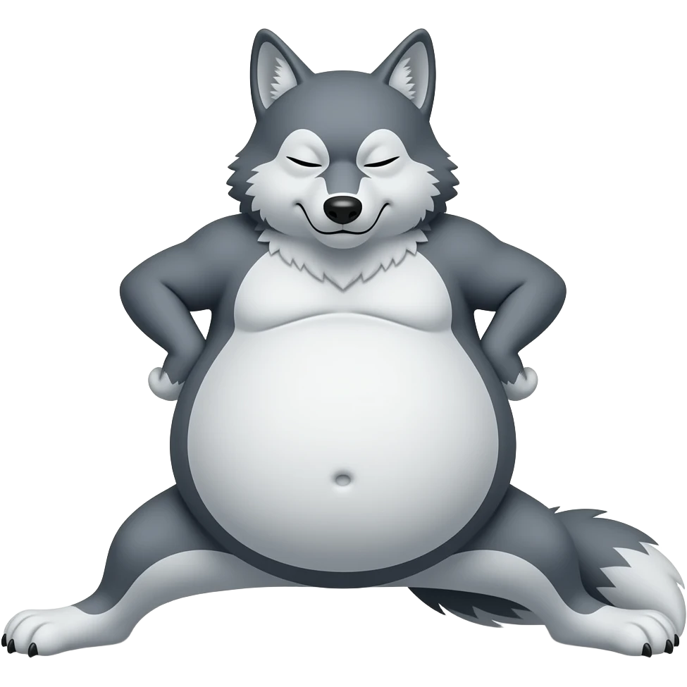 Hazme un lobo durmiendo y estirado. Tiene que tener mucha barriga. Tiene que ser malo emoji