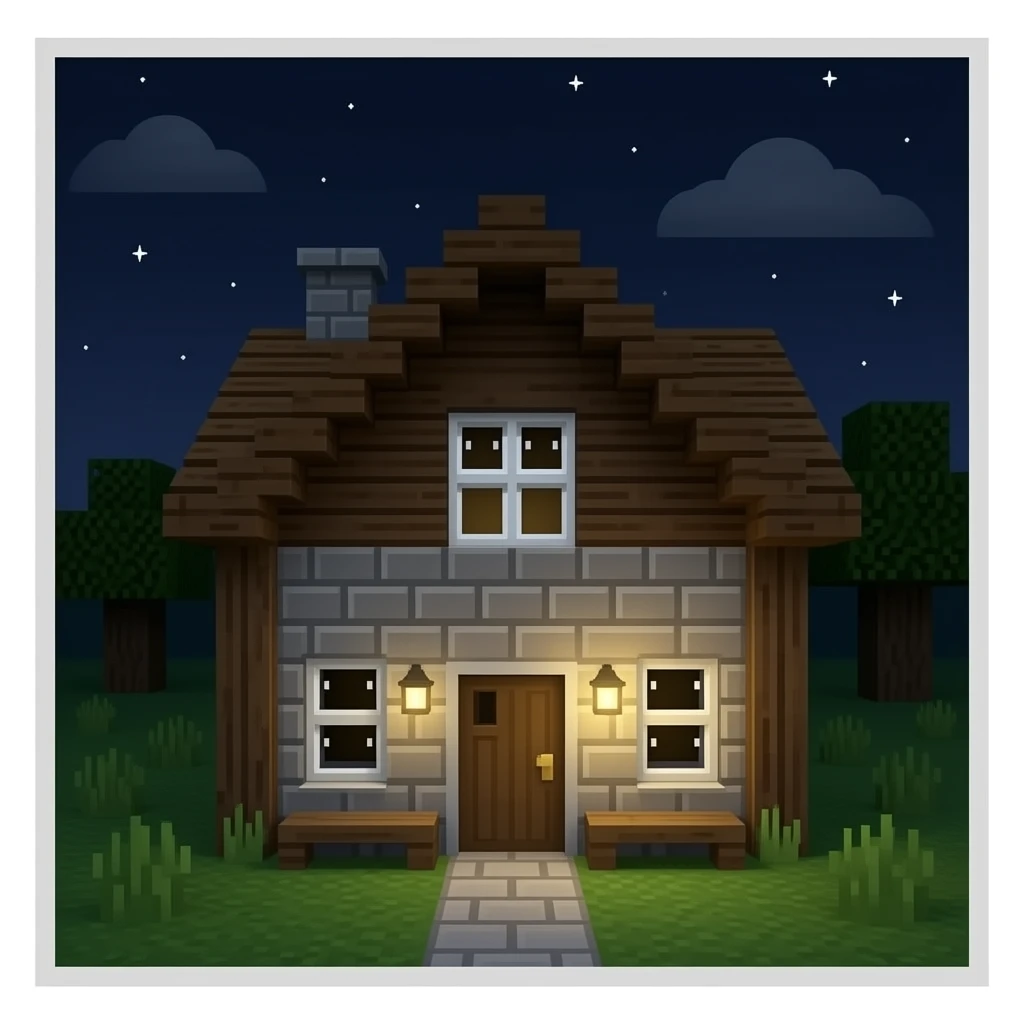 Minecraft  dark oak with stone bricks house tutorial emoji