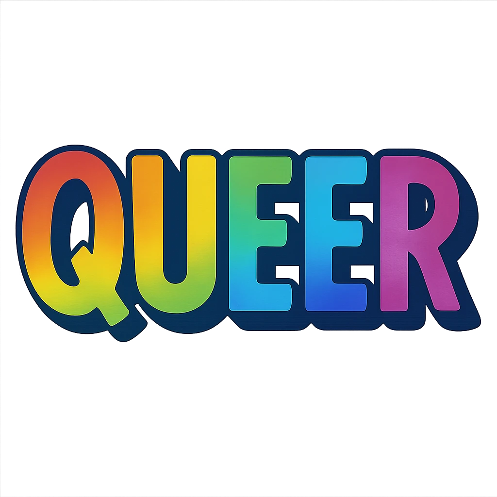 the word QUEER in colorful letters emoji