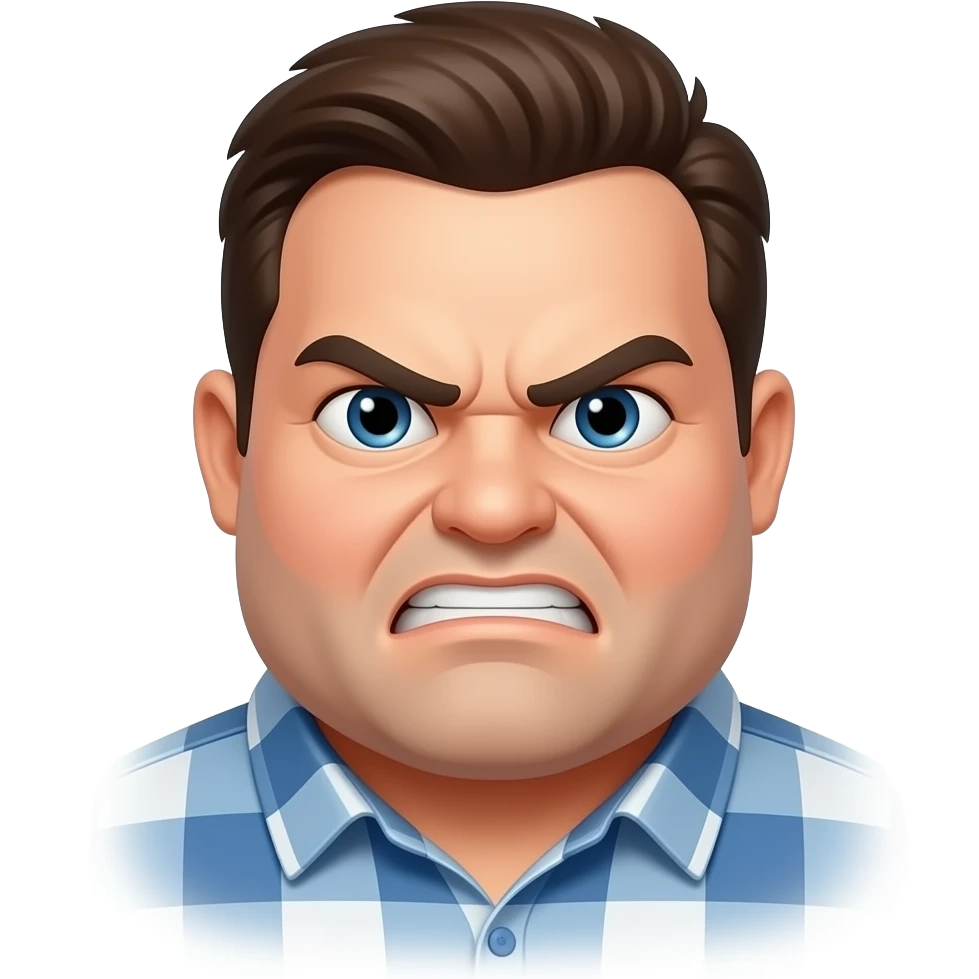 An obese and angry guy emoji