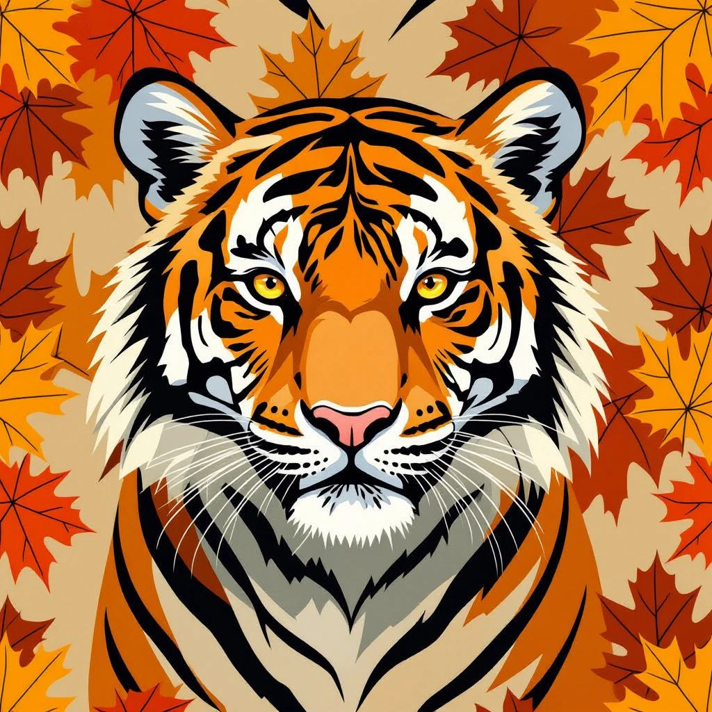 tiger print pattern in autumn colors, orange brown beige palette, abstract seamless texture, bold stylish background emoji