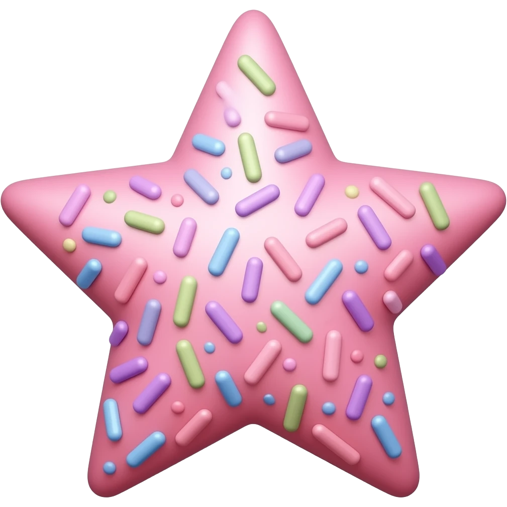 Pink star with pastel sprinkles all over it emoji