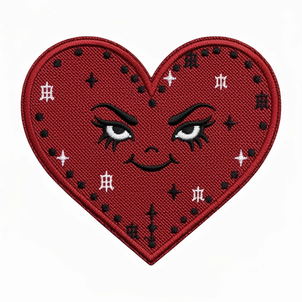 goth heart patch, cute, expressive, minimal emoji