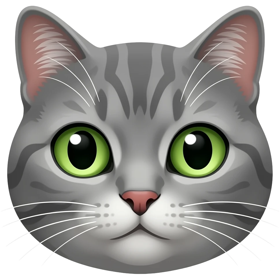 grey cat green eyes emoji