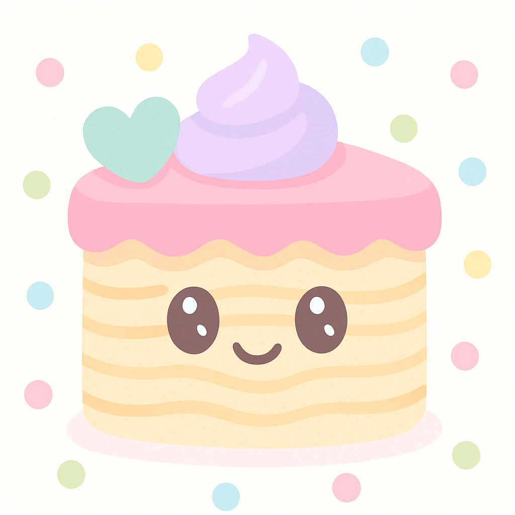 {
  "style_description": {
    "overall_look": "Cute, minimal, and soft with a friendly and playful tone",
    "material_simulation": {
      "primary_material": "flat digital color",
      "texture_detail": "smooth surfaces with no texture or shading",
      "pattern": "none or very simple decorative accents (e.g., hearts, stars)"
    },
    "geometry": {
      "edge_style": "rounded, soft curves with no sharp angles",
      "dimensionality": "flat two-dimensional appearance with simple shapes"
    },
    "color_palette": {
      "scheme": "pastel and light tones",
      "preferred_colors": ["pink", "mint", "lavender", "baby blue", "peach"],
      "contrast": "low contrast with bright accents"
    },
    "facial_features": {
      "eyes": "large, sparkly, often oval or circular",
      "mouth": "small, often a simple curve or dot",
      "expression": "joyful, innocent, or calm"
    },
    "lighting": {
      "type": "none or implied with soft highlights",
      "purpose": "maintain a clean and cheerful look"
    },
    "render_constraints": {
      "avoid": ["realistic shading", "high detail", "dark themes", "texture noise"],
      "focus_on": ["cute expression", "iconic simplicity", "emotional warmth"]
    },
    "background": {
      "color": "white or soft pastel",
      "style": "plain or patterned with simple icons (e.g., polka dots, stars)",
      "lighting_consistency": "no shadows, evenly lit feel"
    }
  }
}

{subject} = linguine cake emoji