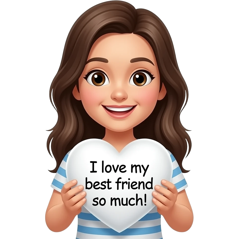Happy Emoji with a white heart and inside of the heart, it says, I love my best friend so much! emoji