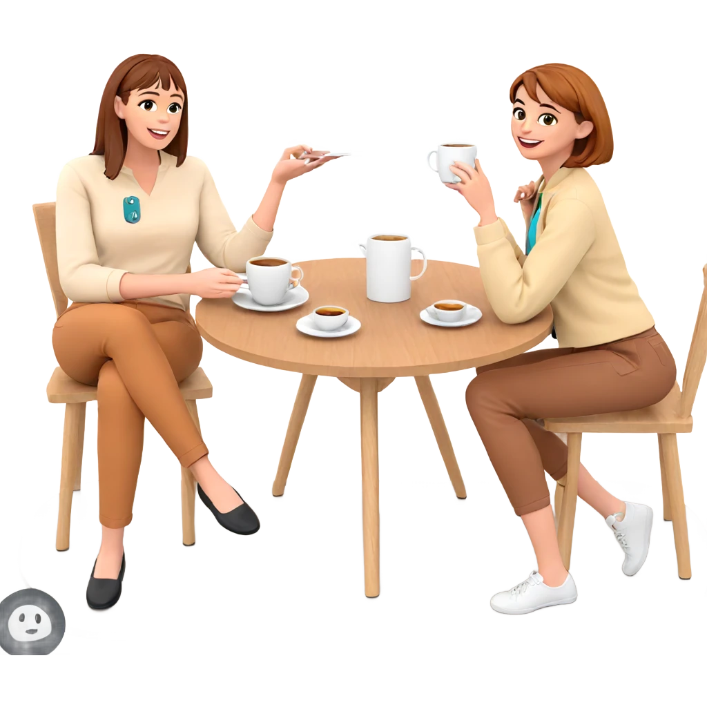 girls enjoying coffee together emoji